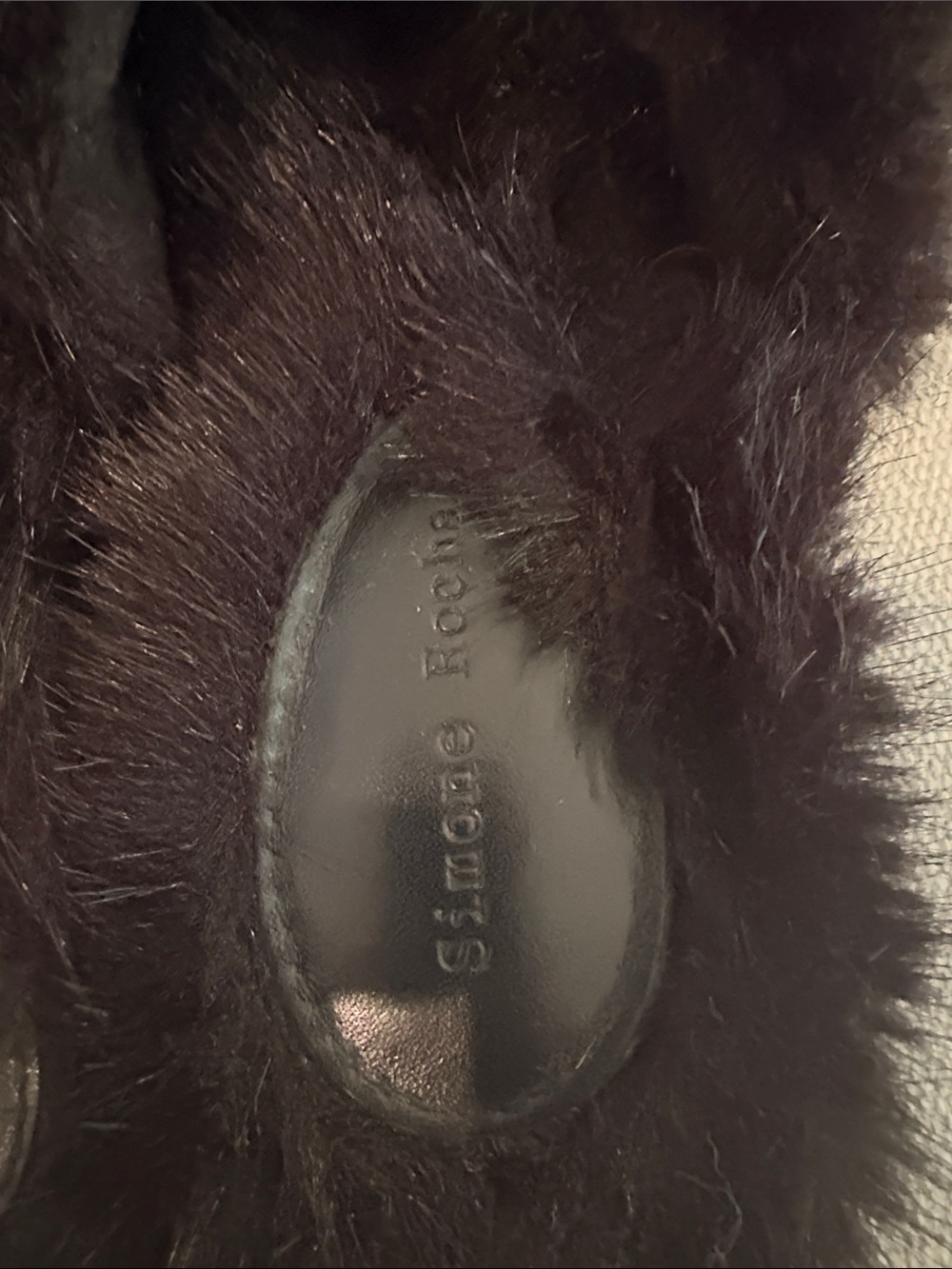 Simone Rocha Black Faux Fur Slide Slippers - Picture 4 of 5